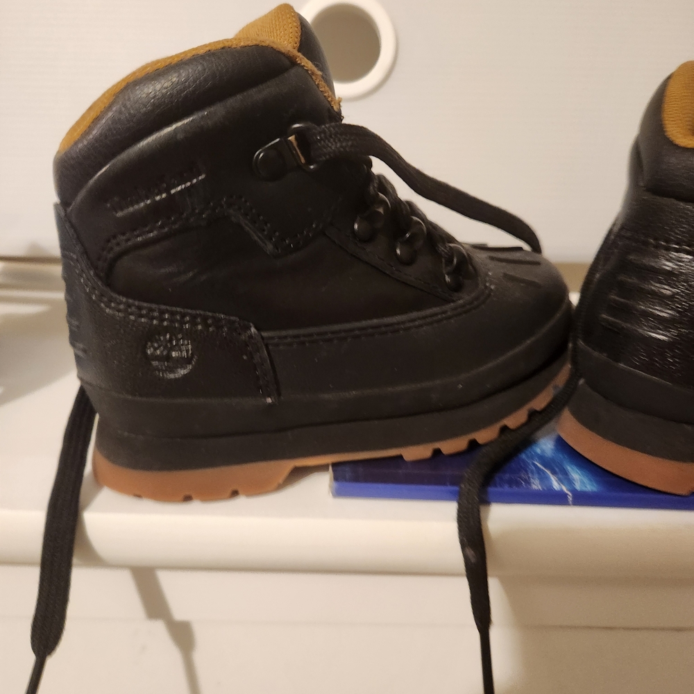Timberland Kids Black and Tan Boots